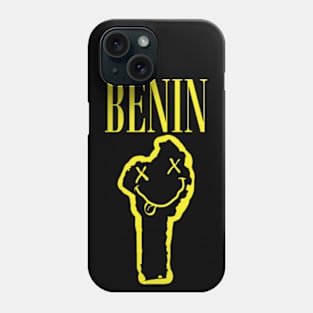 Vibrant Benin Africa x Eyes Happy Face: Unleash Your 90s Grunge Spirit! Smiling Squiggly Mouth Dazed Smiley Face Phone Case