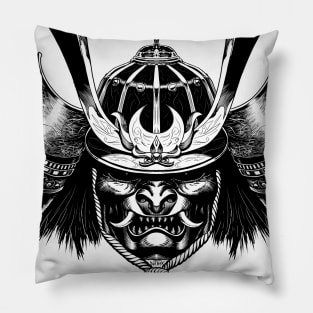 Samurai helmet lineart Pillow