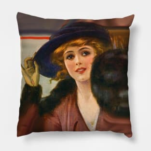 girl with stole and hat Pillow