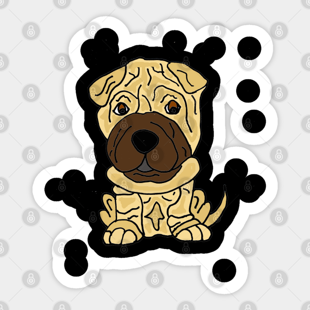 Funny Shar Pei Puppy Dog Cartoon Shar Pei Sticker Teepublic