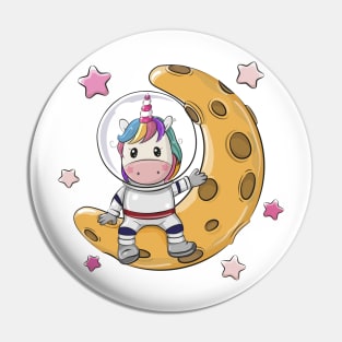 Cute Unicorn Astronaut sitting on the moon Pin