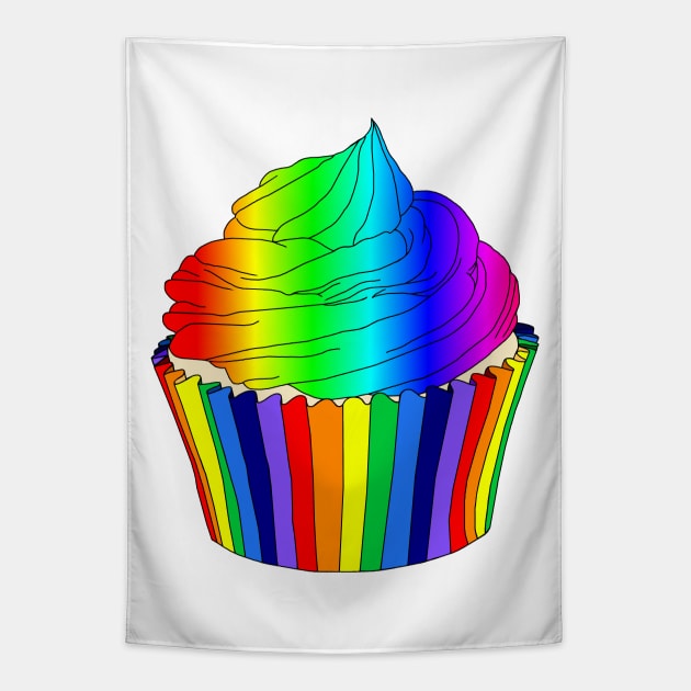 Bright Rainbow Ombre Cupcake Tapestry by Art by Deborah Camp