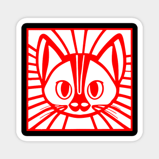 Red cat illustrated Magnet