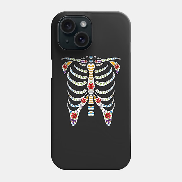 Halloween Day of Dead Skeleton Flowers Decorated Phone Case by gogo-jr