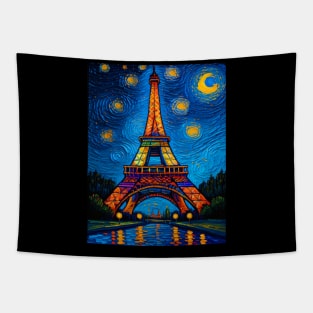 Eiffel Tower in Starry Night Tapestry