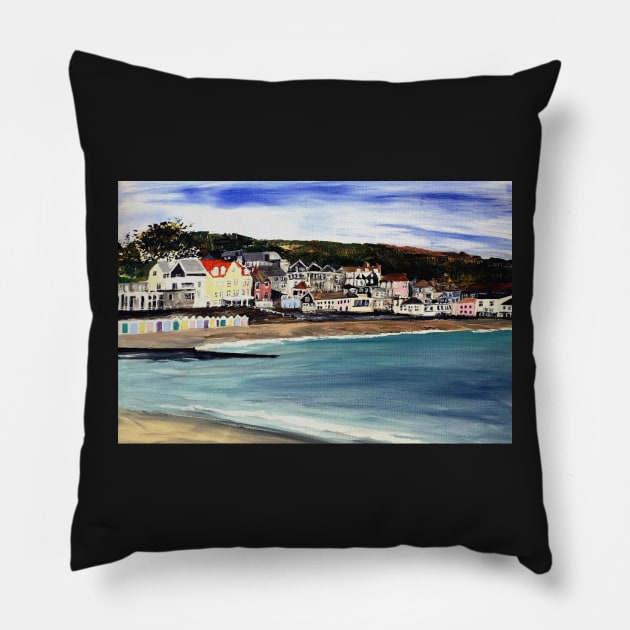 Lyme Regis Seafront Pillow by bobpetcher