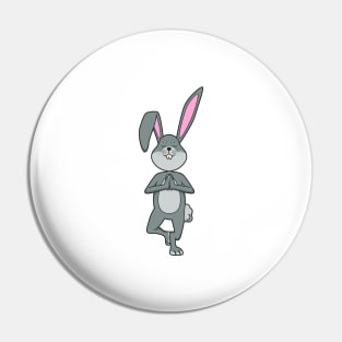 Cartoon rabbit meditates with yoga Pin