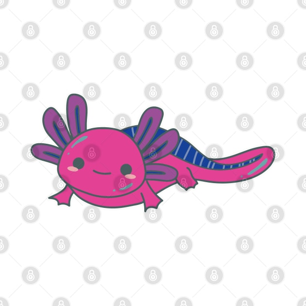 Bi Pride Axolotl | Cute Design with Bisexual Flag Colors by pawsitronic