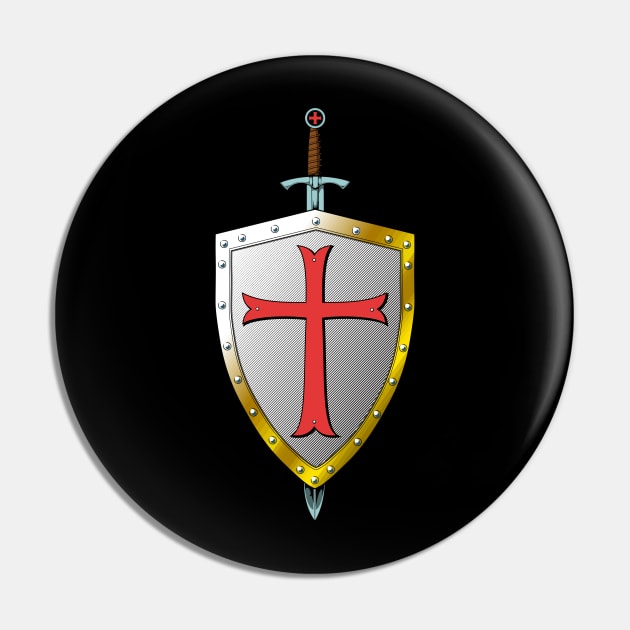 Templar Shield and Sword - Templar Knight Pin by Modern Medieval Design