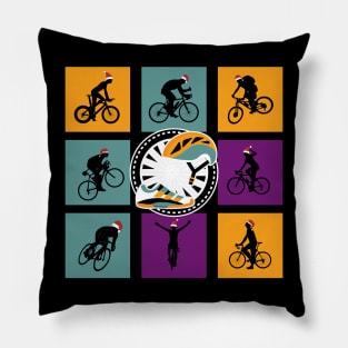 Cyclist Christmas Pillow