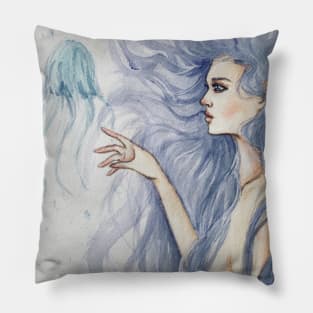jellyfish and mermaid Pillow