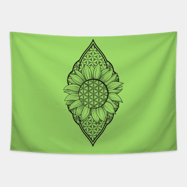 Flower of life sunflower Tapestry by Rachellily