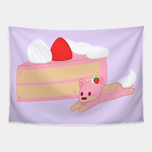 strawberry cake dog Tapestry