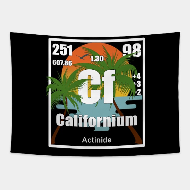 Californium Element, Palms and Sunset Periodic Table Element Tapestry by Kawaii_Tees