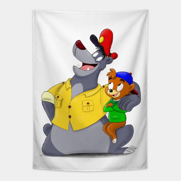 Papa Bear and Little Britches Tapestry by madtownstudio3000