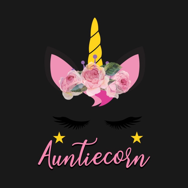 Womens Auntiecorn T Shirt Cute Gift for Aunt Auntie Unicorn Lover by Simpsonfft