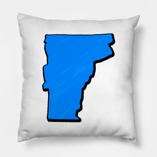 Bright Blue Vermont Outline Pillow