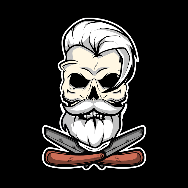 Barber Skull Illustration by LetsBeginDesigns