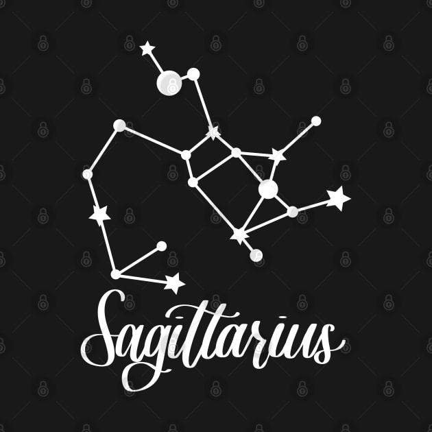 Sagittarius Zodiac Constellation in White by Kelly Gigi