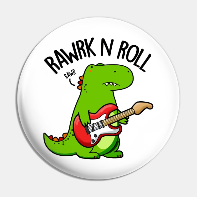 Rawrk And Roll Cute Rocker Dinosaur Pun Pin by punnybone