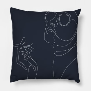 Women Smoke Line art Pillow