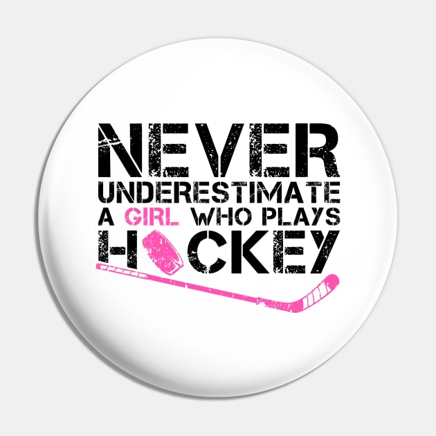 Funny Ice Hockey Player For Women Girls Hockey Lovers Pin by MetalHoneyDesigns