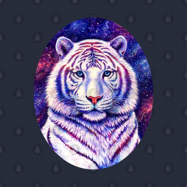 Colorful Cosmic White Tiger by rebeccawangart