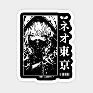 Vaporwave Cyberpunk Japanese Manga Girl Magnet