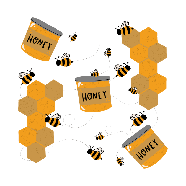 Golden Honeycomb and Busy Bees by Maddyslittlesketchbook