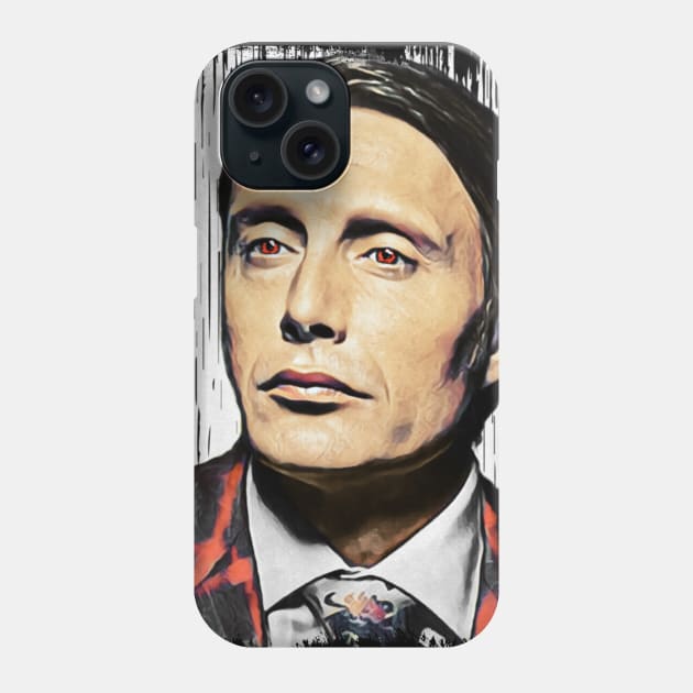 Hannibal Red Eyes with Drip Paint Background Phone Case by OrionLodubyal