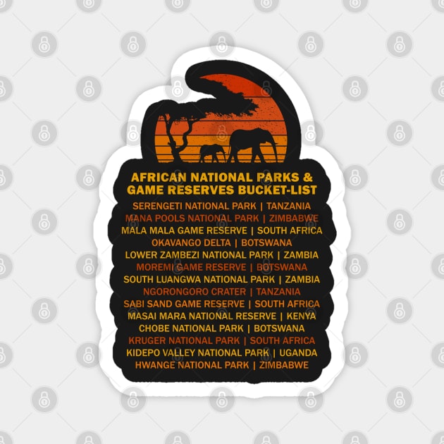 African Safari Bucket List Sunset Elephants Serengeti Magnet by BraaiNinja