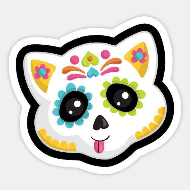 Sugar Skull Cat Mask Sugar Skull Sticker Teepublic