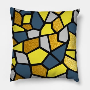 Terrazzo Abstract Pattern Yellow and Gold Pillow