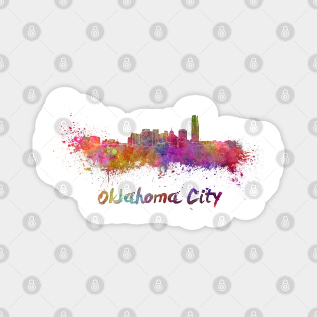 Oklahoma skyline in watercolor Magnet by PaulrommerArt