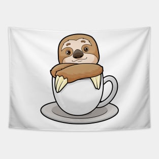 Sloth with Cup of Coffee Tapestry
