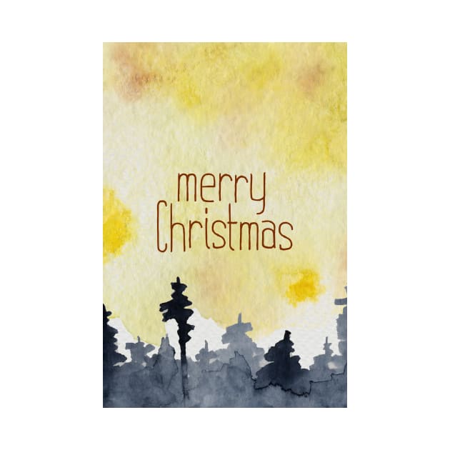 Merry Christmas Watercolor by Spindriftdesigns