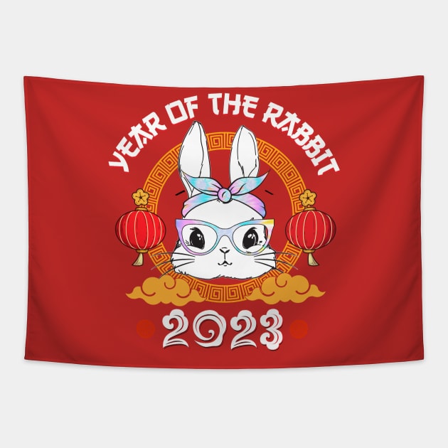 Happy Chinese New Year 2023 Tee Year of the Rabbit Horoscope Tapestry by Jhon Towel