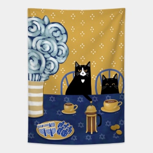 Hanukkah French Press Coffee Cats Tapestry