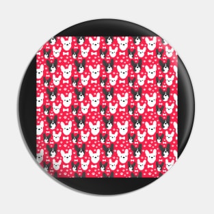 FRENCHIE French Bulldog Pattern in Red Fun Frenchies Paw Prints and Bone Print Pin