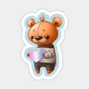 Teddy Bear with Trans Pride Heart Magnet