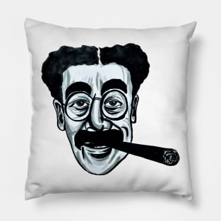 Groucho Marx Illustration with cigar Pillow