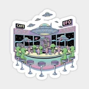 Cafe Cosmic – UFO Alien Milk Bar Magnet