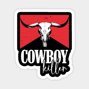 Western Cowgirl Punchy Pink Cowboy Killers Bull Horn Skull Magnet