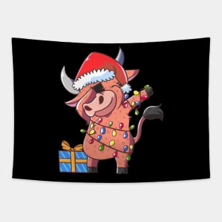 Dabbing Ox Christmas Tapestry