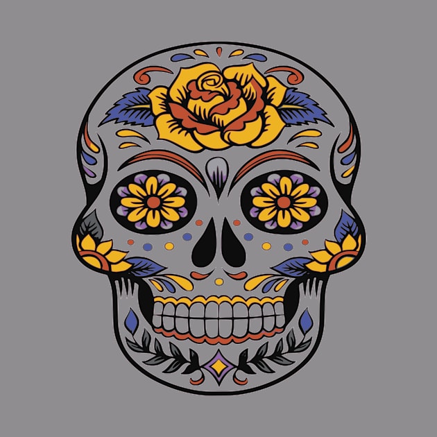 calavera sugar Skull Colorfull Skull Died Day Rose Mexican Mask Gift by Massi_Feknous