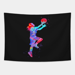 COLORFUL GIRL BASKETBALL PLAYER Tapestry