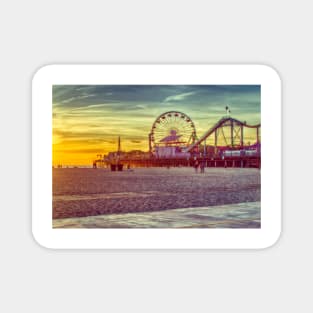 Landmark Santa Monica Pier At Sunset Magnet