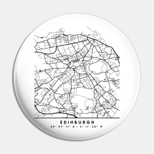 EDINBURGH SCOTLAND BLACK CITY STREET MAP ART Pin