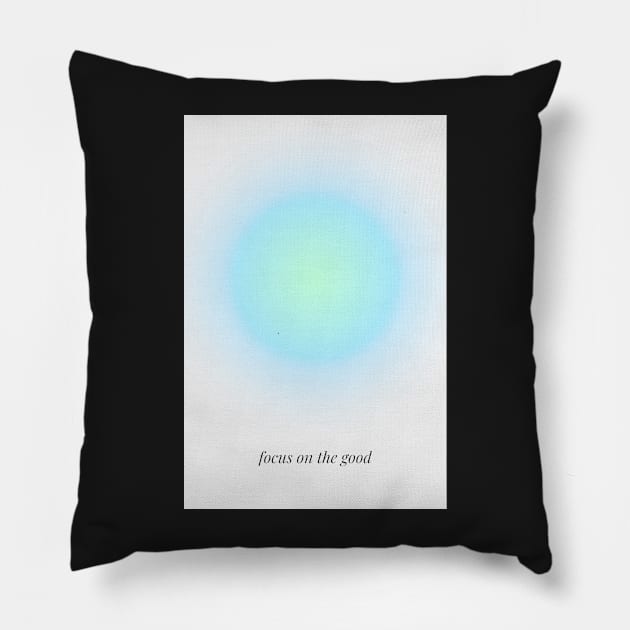 Positive Affirmation Blue Green Aura Pillow by mystikwhale