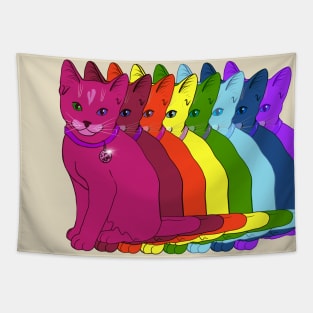 Rainbow Kitty Eight Kitties of ROYGBIV Feeling At Home Tapestry